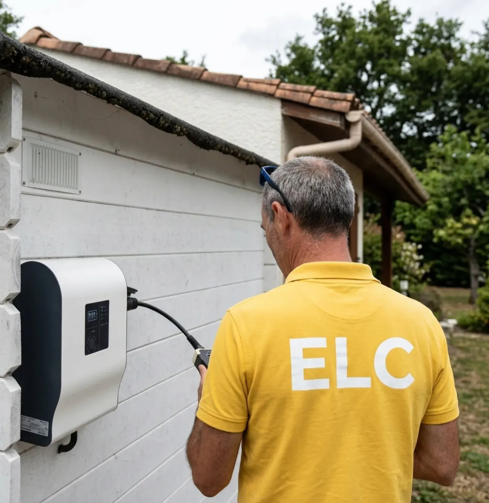 Électricien ELC Qualifelec en intervention sur tableau électrique à Senlis