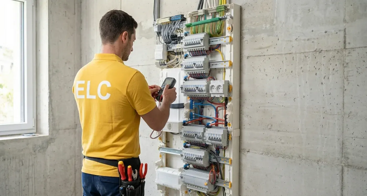 Équipe ELC Senlis intervention chantier tableau électrique